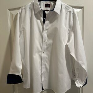 UNTUCKit White and Navy Casual Button Down Shirt